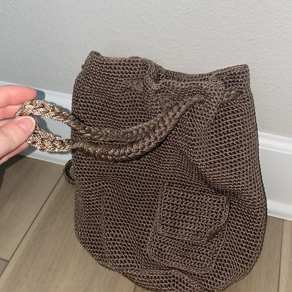 VGUC the Sak Brand Backpack Purse Woven Braided Weave Drawstring Bag